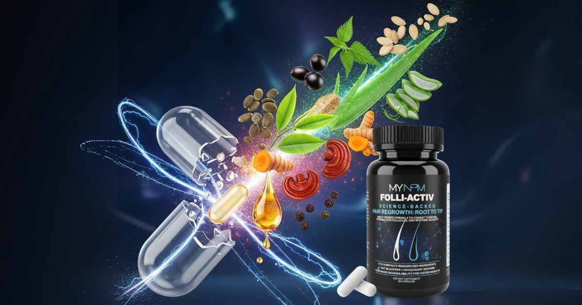 Folli-Activ bottle with capsules and botanical ingredients